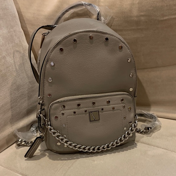 Victoria's Secret Handbags - Victoria's Secret Taupe Backpack with Chain Accent